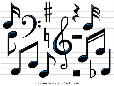 Abstract vector illustration of music notes