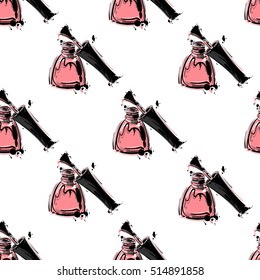 Abstract vector illustration with nail polish. Seamless pattern. Fashion illustration.
