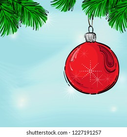Abstract vector illustration of a New Year's ball. Christmas tree toy. Design for a holiday greeting card.