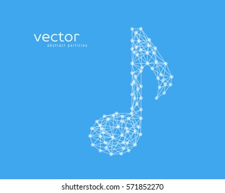 Abstract vector illustration of note sign on black background. 