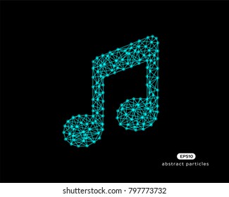 Abstract vector illustration of note sign on black background.