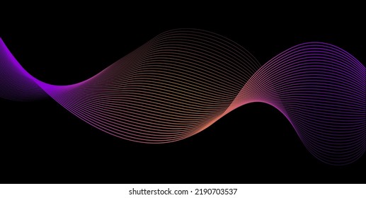 Ilustración de vector abstracto en un fondo oscuro creado a partir de líneas