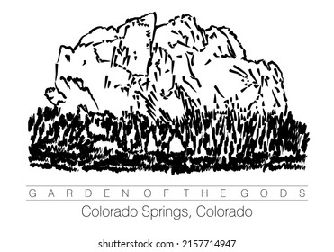 Una ilustración vector abstracta del Jardín de los Dioses en las Primavera Colorado, Colorado