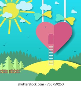 Abstract vector illustration on love, kindness and everything that is connected with the heart. design paper. Origami.
