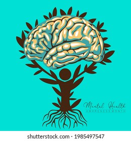 An abstract vector illustration on Mental Health and well being on an isolated background