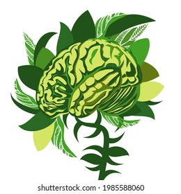 An abstract vector illustration on Mental Health and well being on an isolated white background