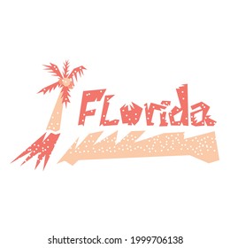 Una ilustración vectorial abstracta del estado Sunshine, Florida con diseño de palmeras