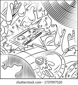 Abstract vector illustration on the theme of music. Surrealistic background picture.