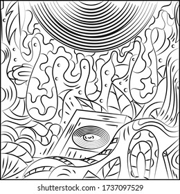 Abstract vector illustration on the theme of music. Surrealistic background picture.