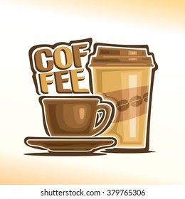 Abstract vector illustration on the theme of coffee cup and cardboard coffee cup