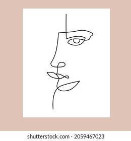 Abstract vector illustration of one line face.  Use for banners, cards, posters, prints.