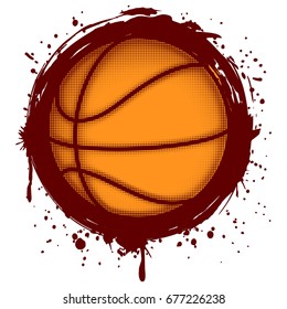 Abstract vector illustration orange basketball ball on grunge background. Design for tattoo or print t shirt.