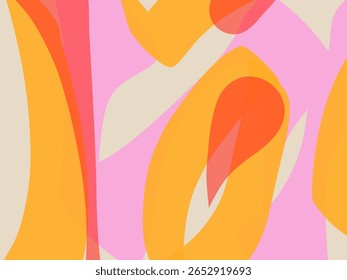 Abstract vector illustration with organic, flowing shapes in warm, vibrant colors. Perfect for modern design, fashion, beauty, or wellness content, symbolizing creativity and natural fluidity.