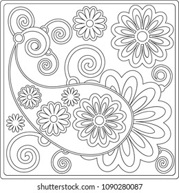 Abstract vector illustration with ornate ornaments for coloring pages or embroidery