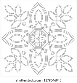 Abstract vector illustration with ornate ornaments for coloring pages or embroidery