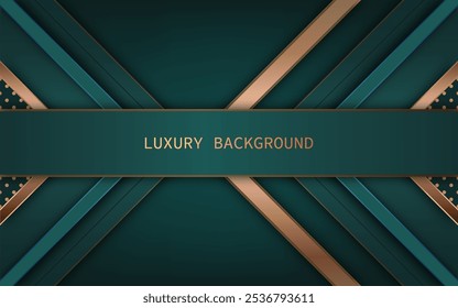 Abstract vector illustration with  overlapping green and gold polygons  in luxury style