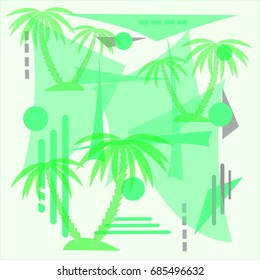 abstract vector illustration with palm trees