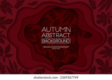 Abstract vector illustration with pattern from autumn leaves silhouettes isolated on red background. Design for advertising, promotion, flyer, card, poster, website