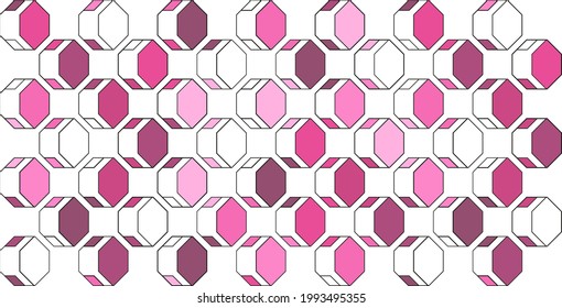 Abstract vector illustration. Pattern of pink octahedrons on a transparent background. Modern geometric pattern for websites, typography, business
