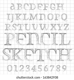 Abstract Vector Illustration Of A Pencil Sketched Font