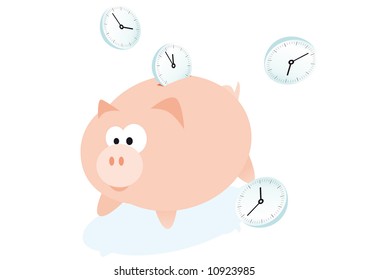 Abstract vector illustration of a piggybank for saving time