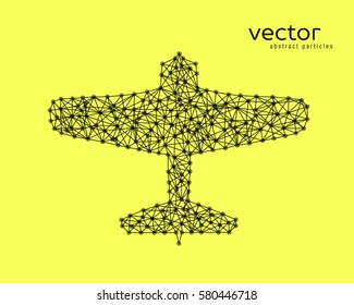 Abstract vector illustration of plane on yellow background.
