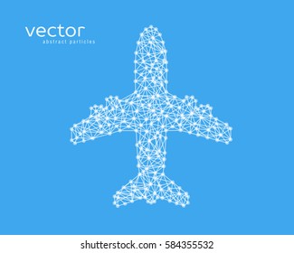 Abstract vector illustration of plane on blue background.