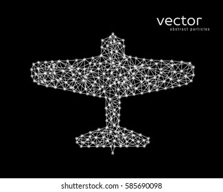 Abstract vector illustration of plane on black background.