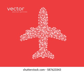 Abstract vector illustration of plane on red background.