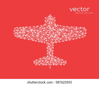 Abstract vector illustration of plane on red background.