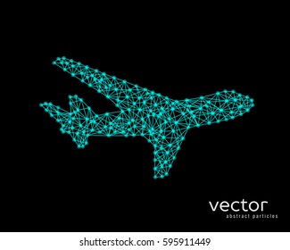 Abstract vector illustration of plane on black background.