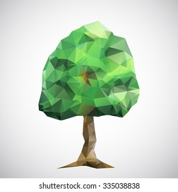 Abstract vector Illustration of polygonal tree (illustration of a many triangles)