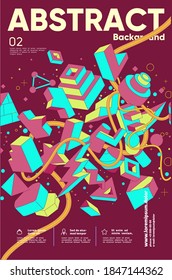 Abstract Vector illustration poster design. Background with abstract graphics, geometrical objects and dynamic lines.