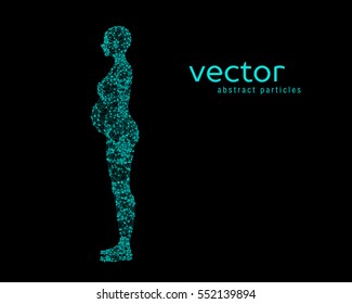 Abstract vector illustration of pregnant woman on black background.