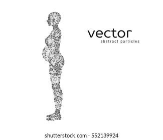 Abstract vector illustration of pregnant woman on white background.