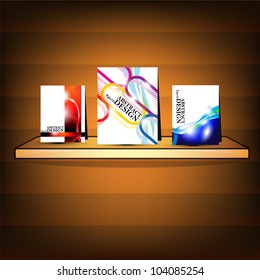 Abstract  vector illustration Presentation of flayer design on standing in shelf.