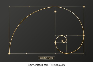 Ilustración vector abstracta de la proporción de la proporción dorada, el patrón de la relación geométrica de las figuras, el método de la sección dorada, los números de Fibonacci.