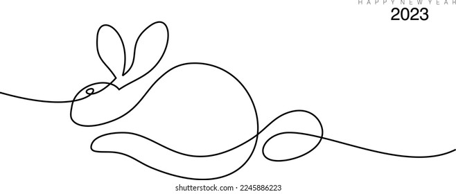 Una ilustración vectorial abstracta de un conejo en línea con el texto Feliz Año Nuevo 2023
