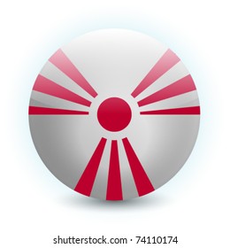 An abstract vector illustration of a radiation sign, combined with the Rising Sun flag of Japan.