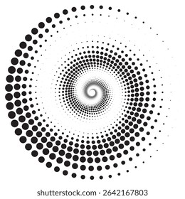 Abstract vector illustration of randomly scattered colorful dots, festive spiral vortex,