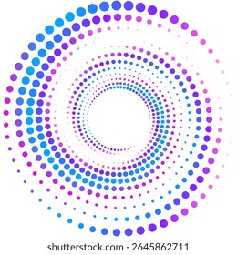 Ilustração vetorial abstrata de pontos coloridos espalhados aleatoriamente, vórtice espiral festivo,