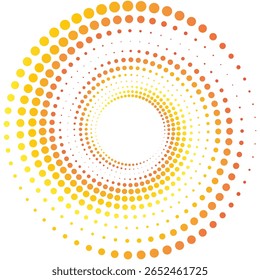 Abstract vector illustration of randomly scattered colorful dots, festive spiral vortex,