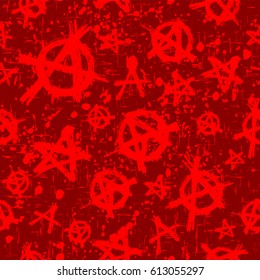 Abstract vector illustration red and bordeaux anarchy seamless background.