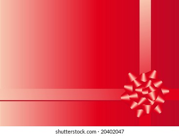 Abstract vector illustration of a red christmas bow over red with space for copy