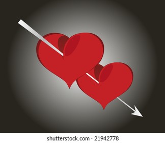 Ilustración abstracta vectorial de los corazones rojos