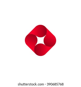 Abstract vector illustration. Red isolated unusual icon design shape. Spiral square. Drop logo template. 