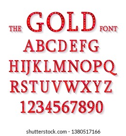 Abstract vector illustration of a red metallic font.