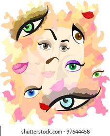 Abstract vector illustration representing different parts of face. Eps 10