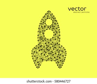 Abstract vector illustration of rocket on yellow background.