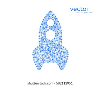 Abstract vector illustration of rocket on white background.